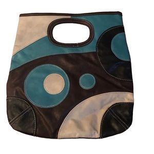 VINTAGE CHATEAU Clutch Purse Brown Teal Boho “Mod” Style